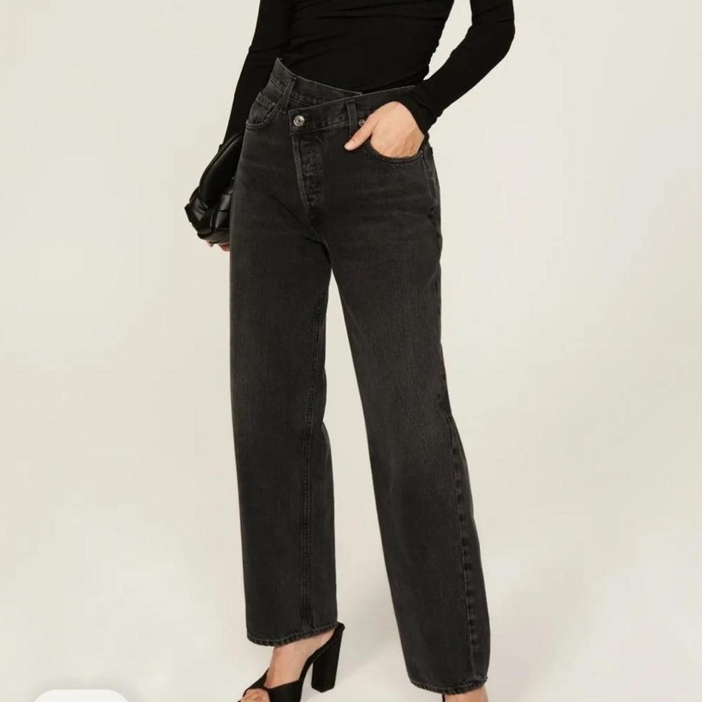 Agolde Black High-Rise Straight Jeans